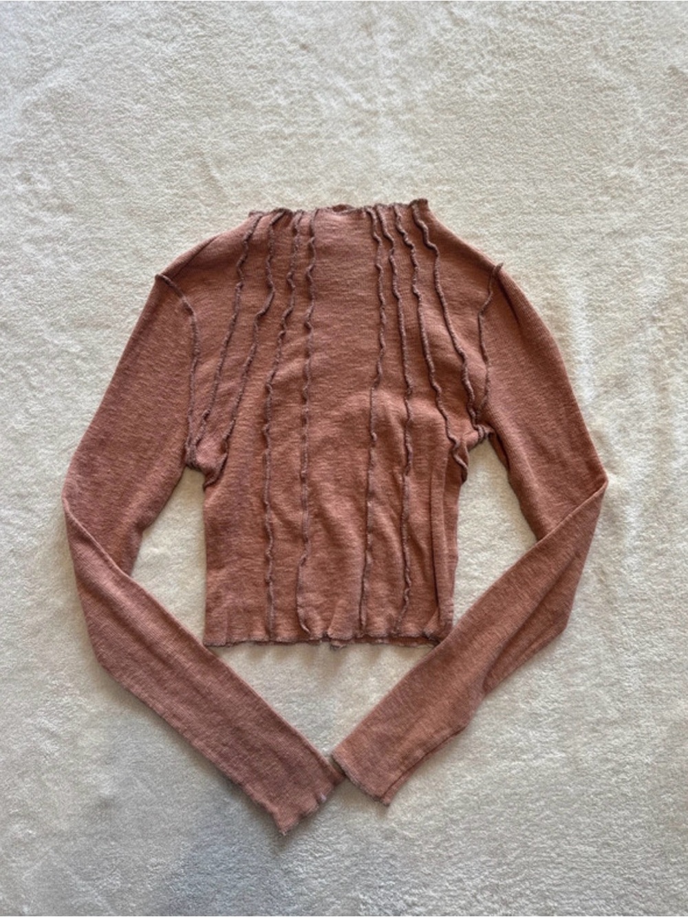 BDG Textured Long-Sleeve Crop Top